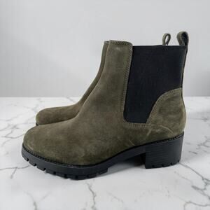 Joie Olive Suede Lug Sole Chelsea Boots Womens 9